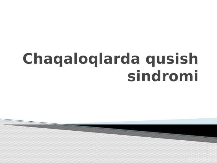 Qusish sindromi ppt