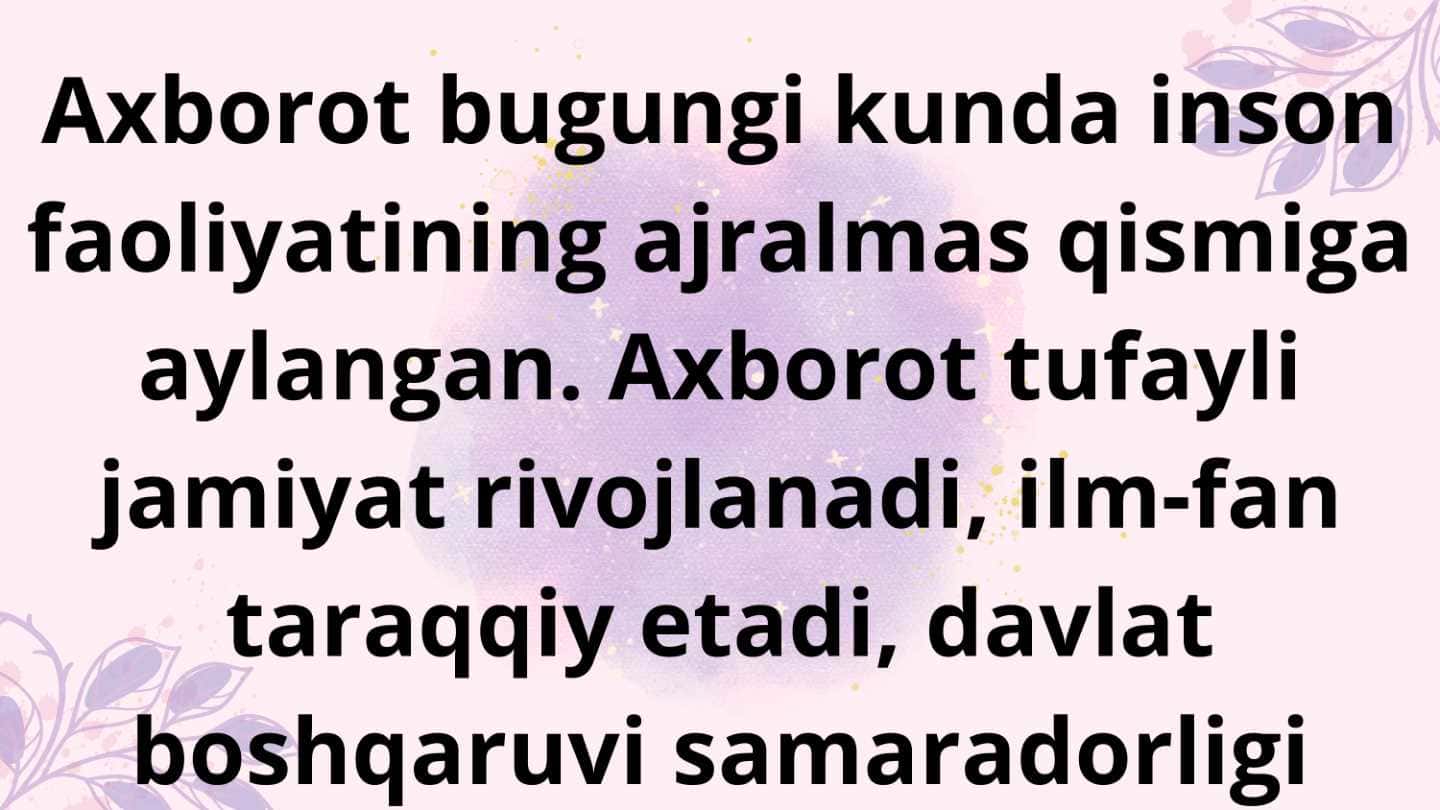 Axborot nima va uning manbalari