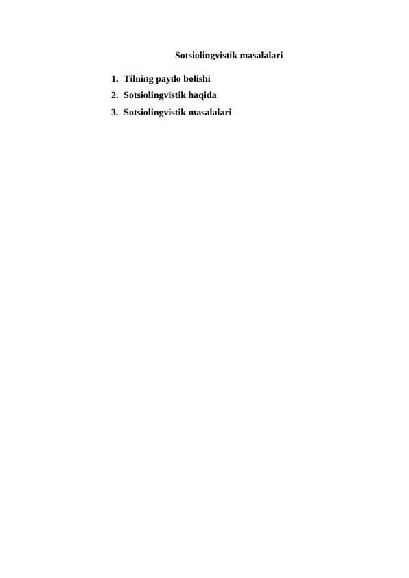 Sotsiolingvistik masalalari