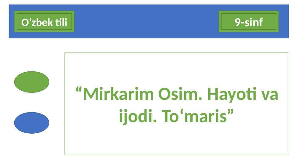 “Mirkarim Osim. Hayoti va ijodi. To‘maris”