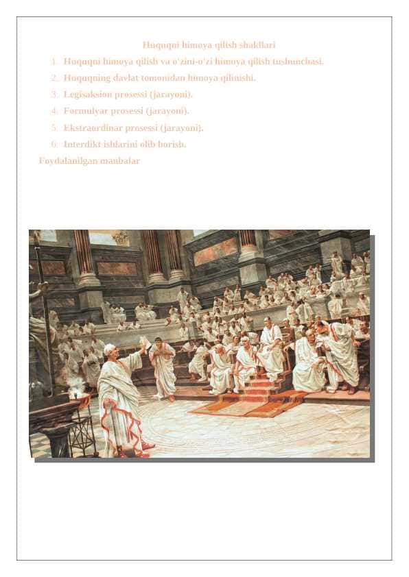 Huquqni himoya qilish shakllari rim xuquqi