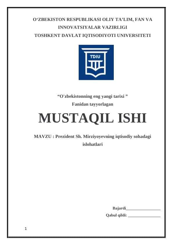 Prezident Sh. Mirziyoyevning iqtisodiy sohadagi islohatlari