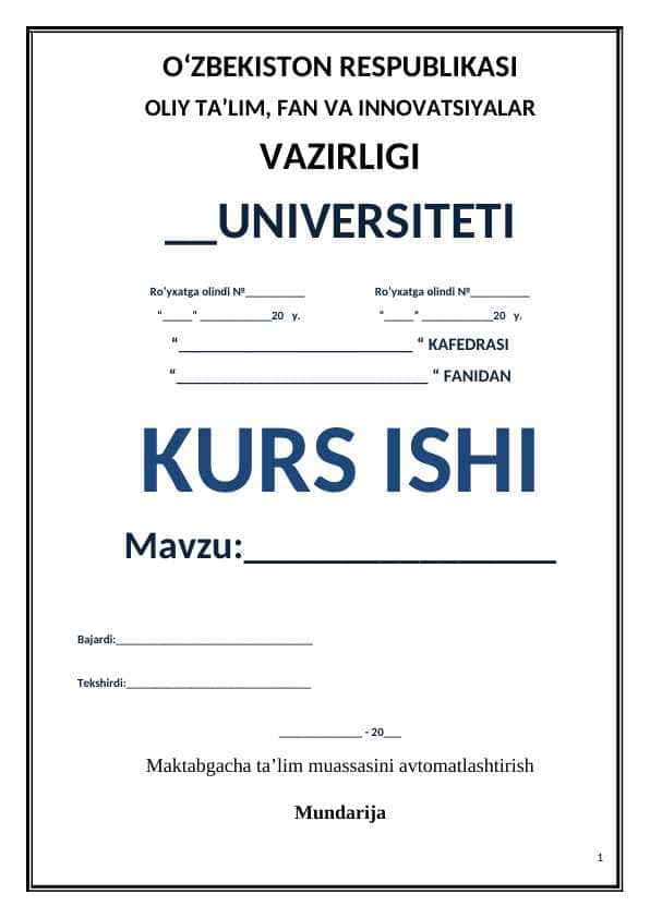 Maktabgacha ta’lim muassasini avtomatlashtirish