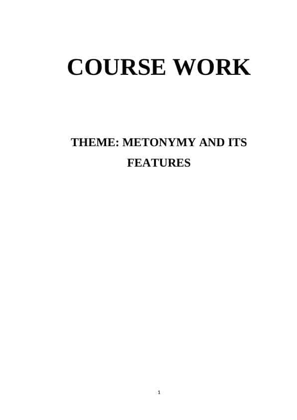 Metonymy and its features