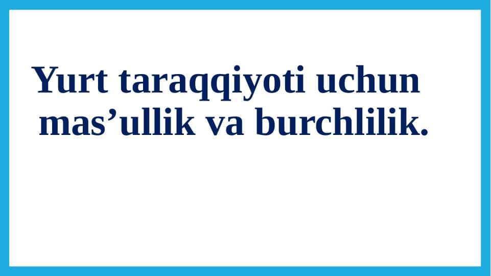 Yurt taraqqiyoti.