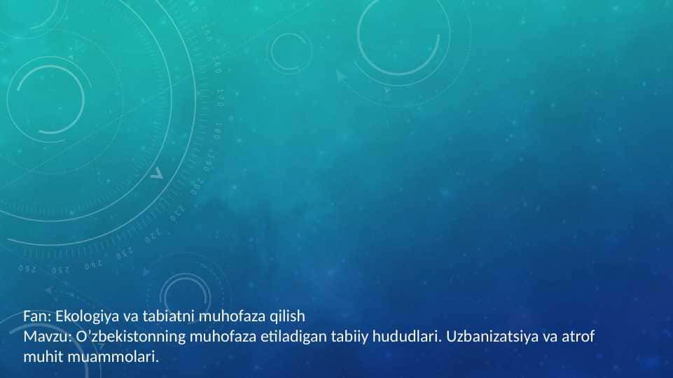 O’zbekistonning muhofaza etiladigan tabiiy hududlari. Urbanizatsiya va atrof muhit muammolari