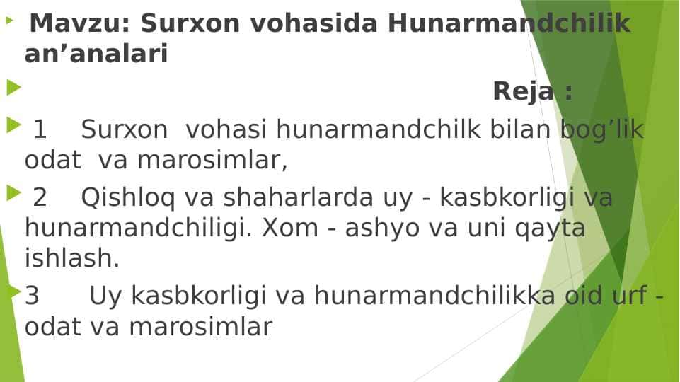 Surxon vohasida Hunarmandchilik an’analari