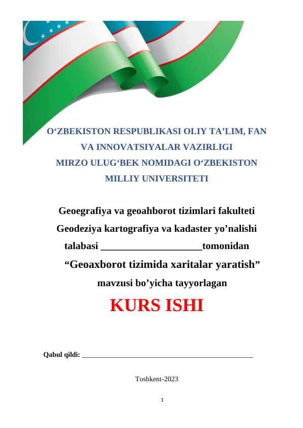 Geoaxborot tizimida xaritalar yaratish kurs ishi