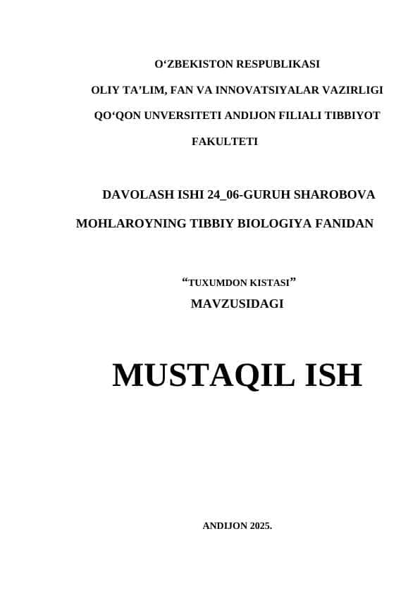 Tuxumdon kistasi
