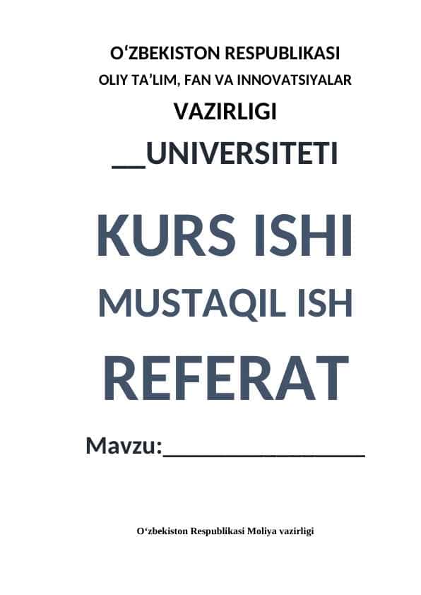 Oʻzbekiston Respublikasi Moliya vazirligi