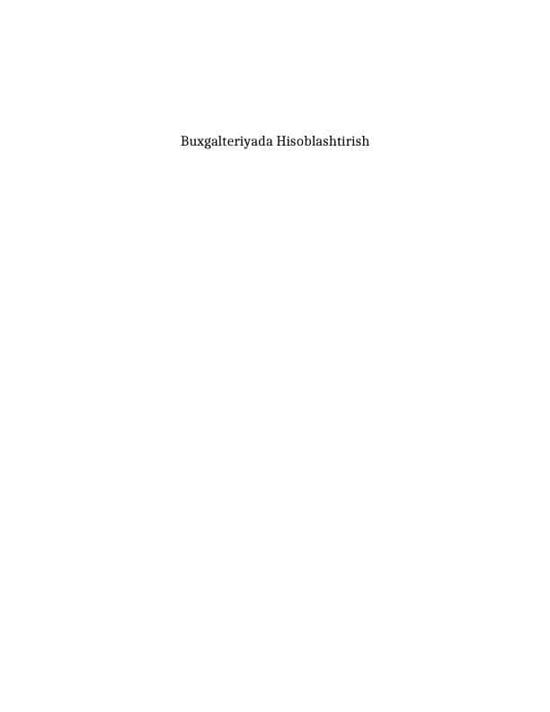Buxgalteriyada Hisoblashtirish