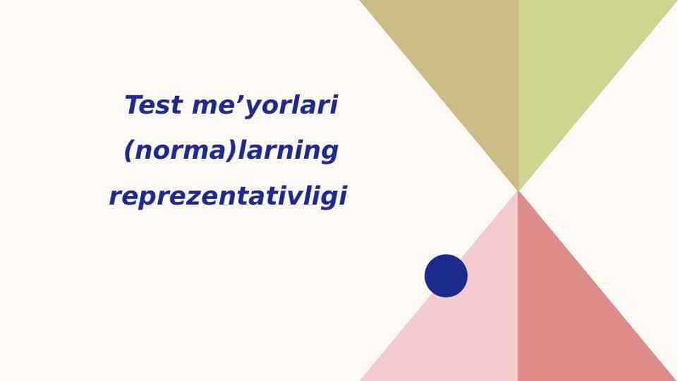 Test me’yorlari (norma)larning reprezentativligi