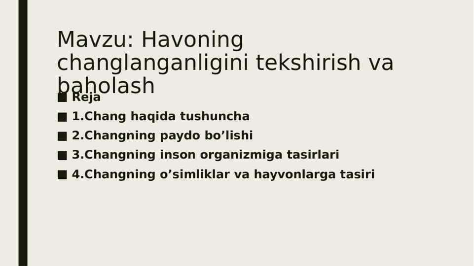 Havoning changlanganligini tekshirish va baholash