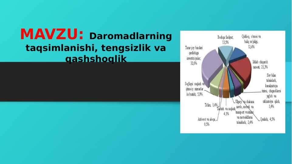 Daromadlarning taqsimlanishi, tengsizlik va qashshoqlik