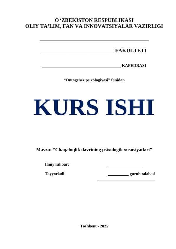 Maktabgacha yoshdagi bolalar o‘sishining umumiy shart-sharoitlari