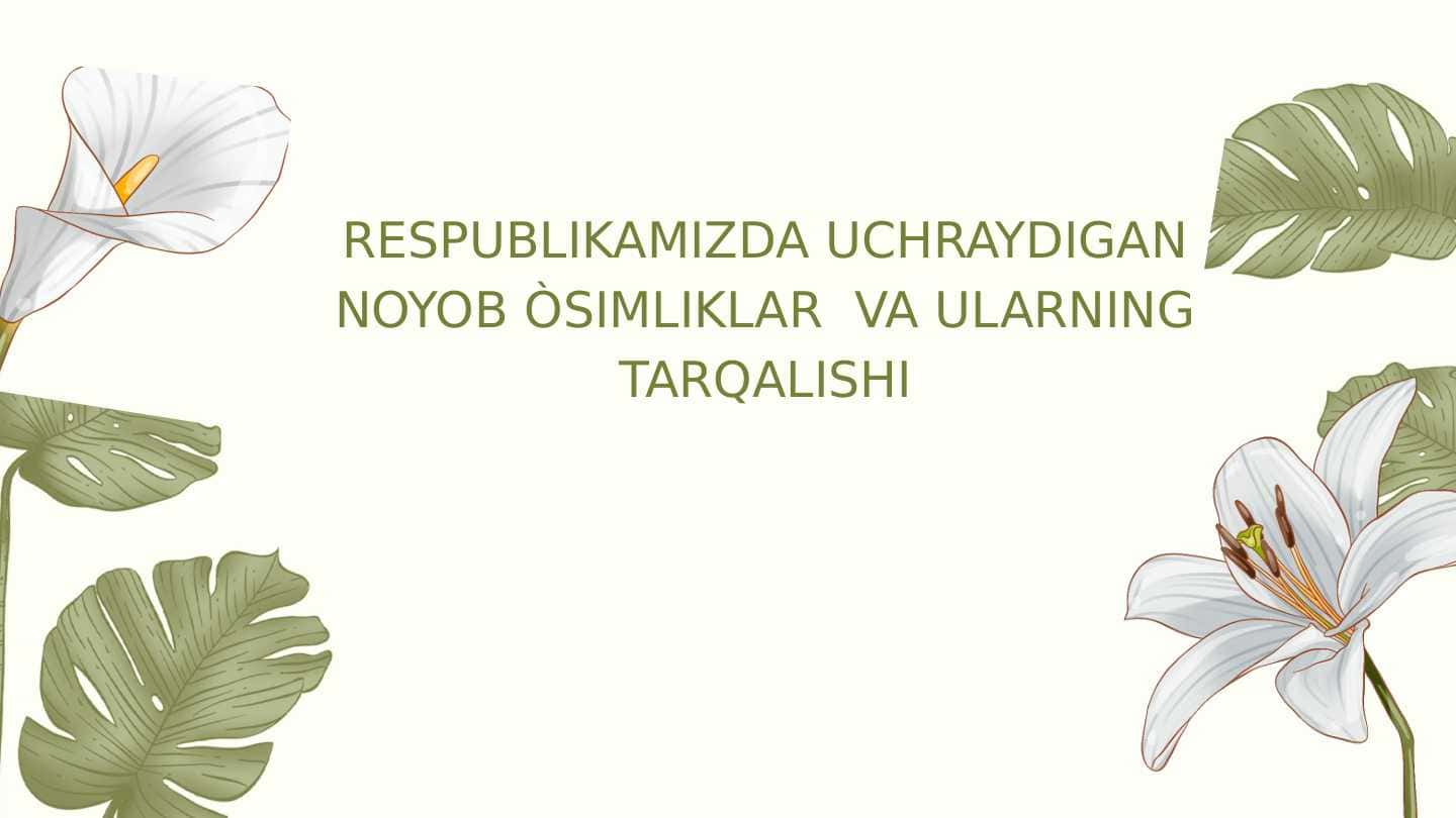 Respublikamizda uchraydigan noyob o‘simliklar va ularning tarqalishi