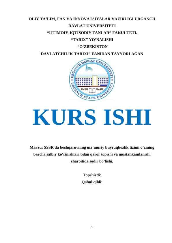 SSSR da boshqaruvning ma’muriy buyruqbozlik tizimi o’zining barcha salbiy ko’rinishlari bilan qaror topishi va mustahkamlanishi sharoitida sodir bo’lishi