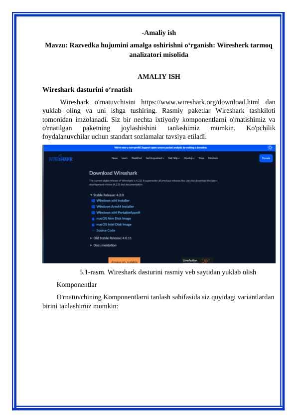 Razvedka hujumini amalga oshirishni o‘rganish Wiresherk tarmoq analizatori misolida.docx