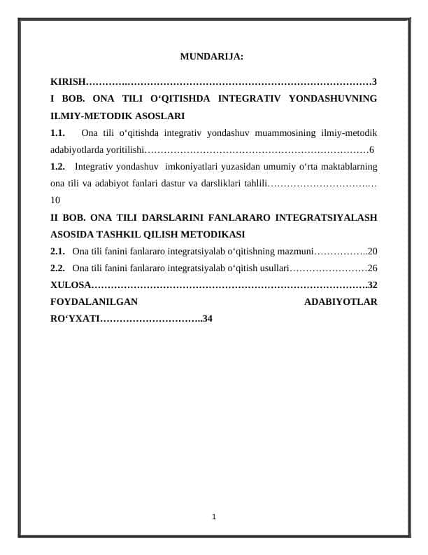 ONA TILINI BOSHQA GUMANITAR FANLARGA BOG‘LAB O‘RGANISH