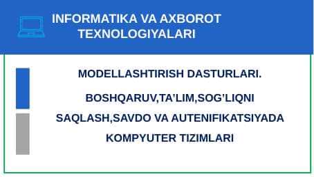 MODELLASHTIRISH DASTURLARI