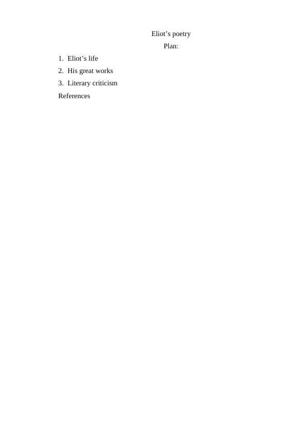 Eliot’s poetry