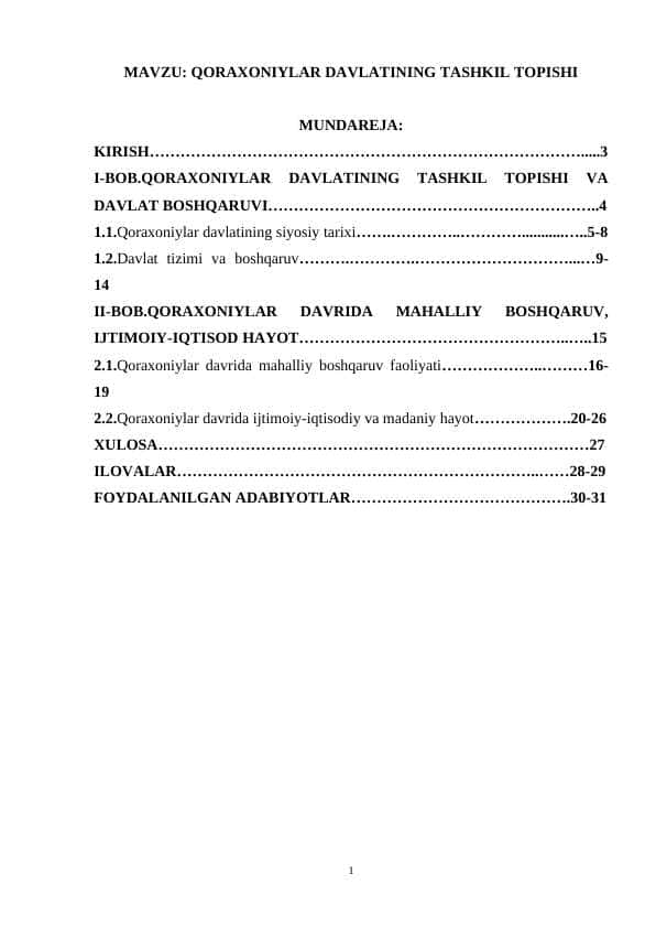 QORAXONIYLAR DAVLATINING TASHKIL TOPISHI