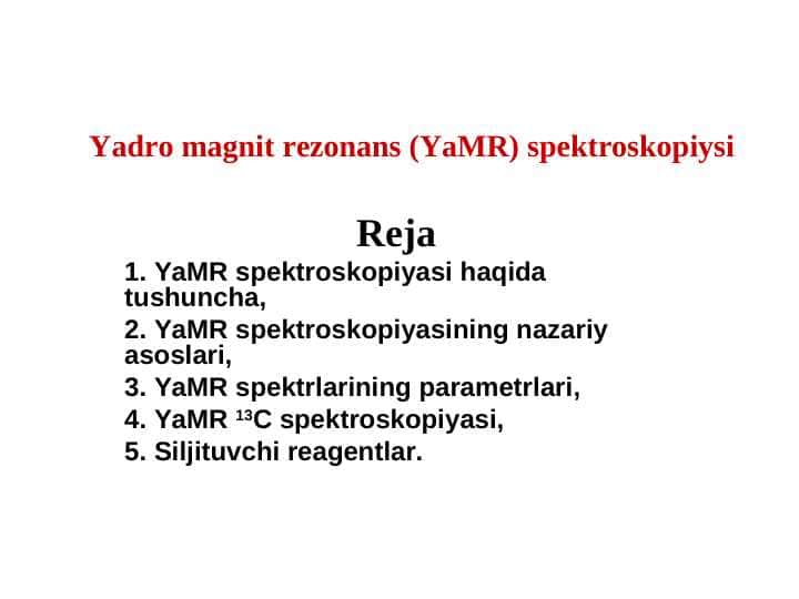Yadro magnit rezonans (YaMR) spektroskopiysi