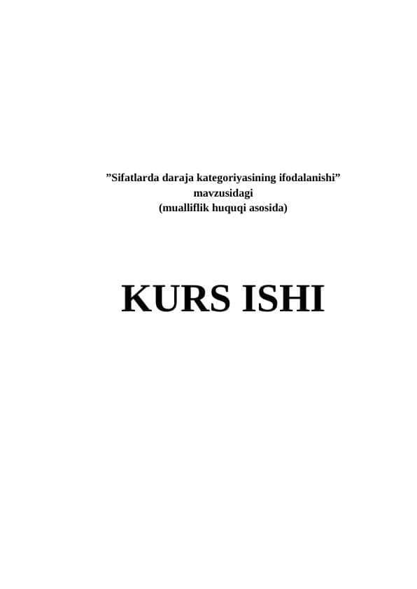 Sifatlarda daraja kategoriyasining ifodalanishi
