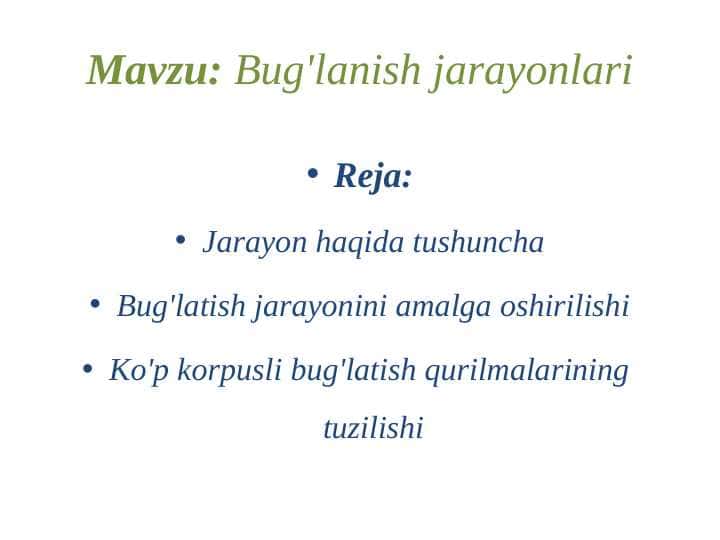 Bug'lanish jarayonlari