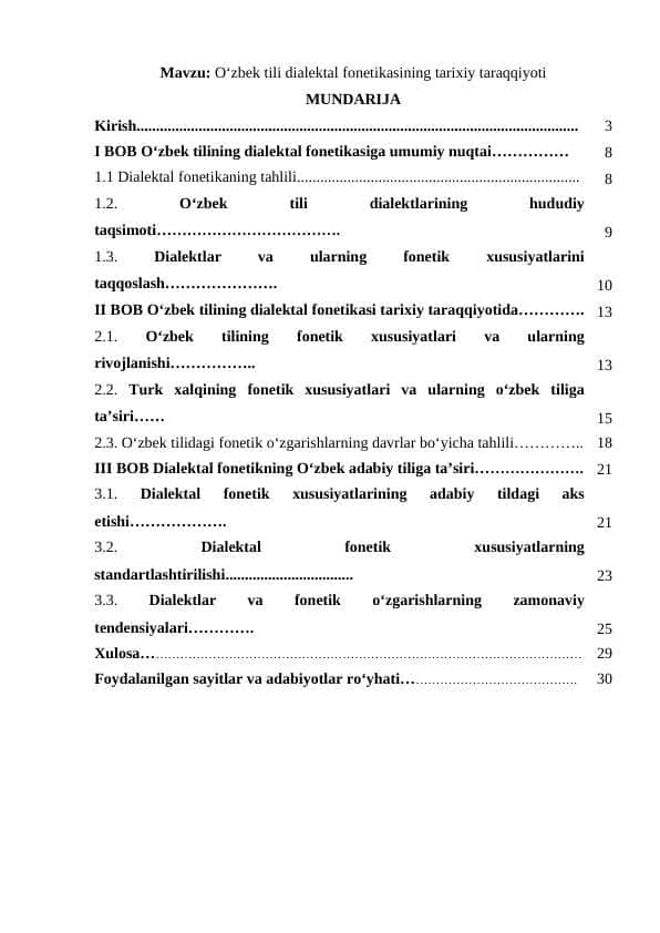 Oʻzbek tili dialektal fonetikasining tarixiy taraqqiyoti