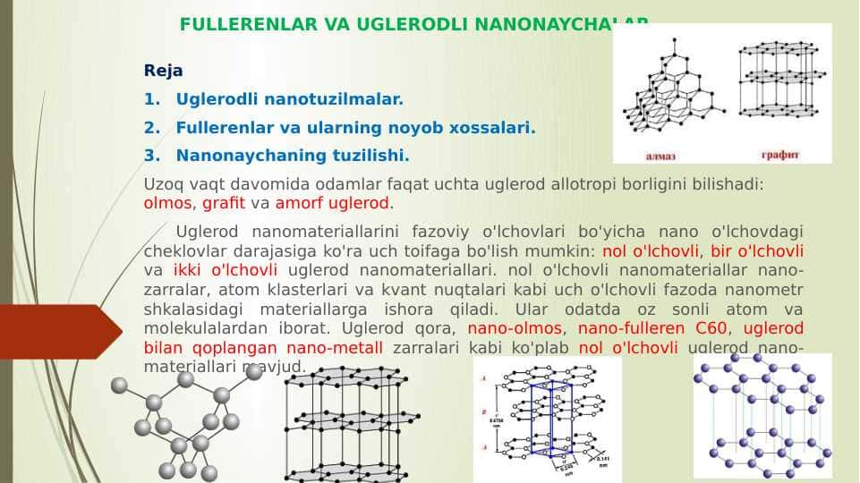 FULLERENLAR VA UGLERODLI NANONAYCHALAR