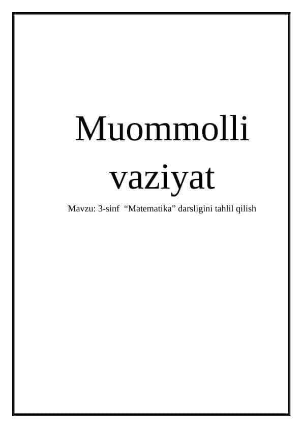 3-sinf “Matematika” darsligini tahlil qilish
