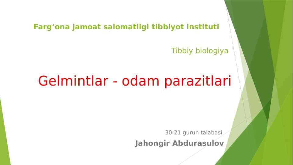 Gelmintlar - odam parazitlari