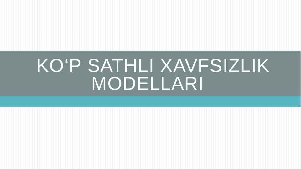 Ko‘p sathli xavfsizlik modellari