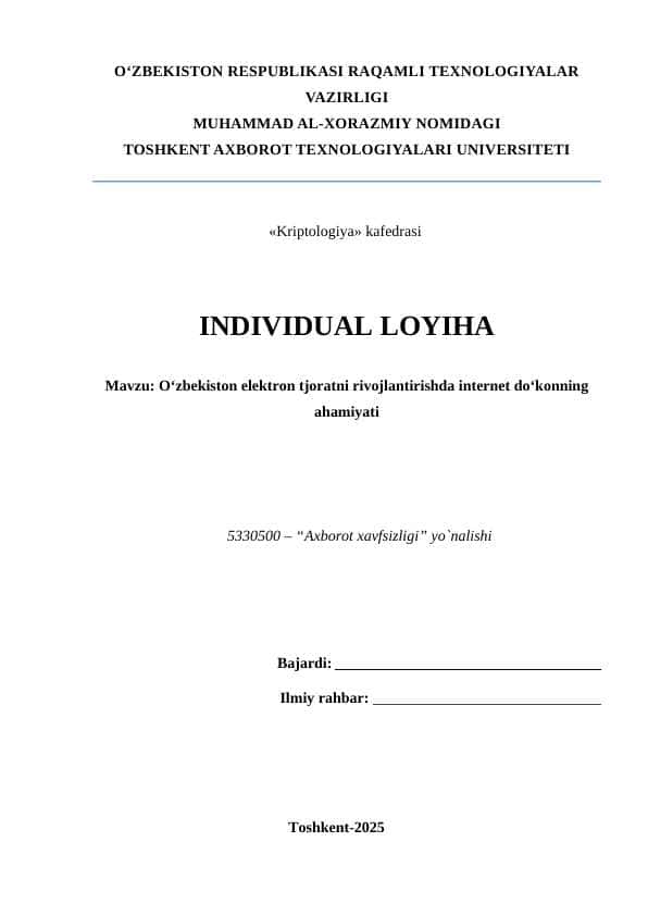 O‘zbekiston elektron tjoratni rivojlantirishda internet do‘konning ahamiyati