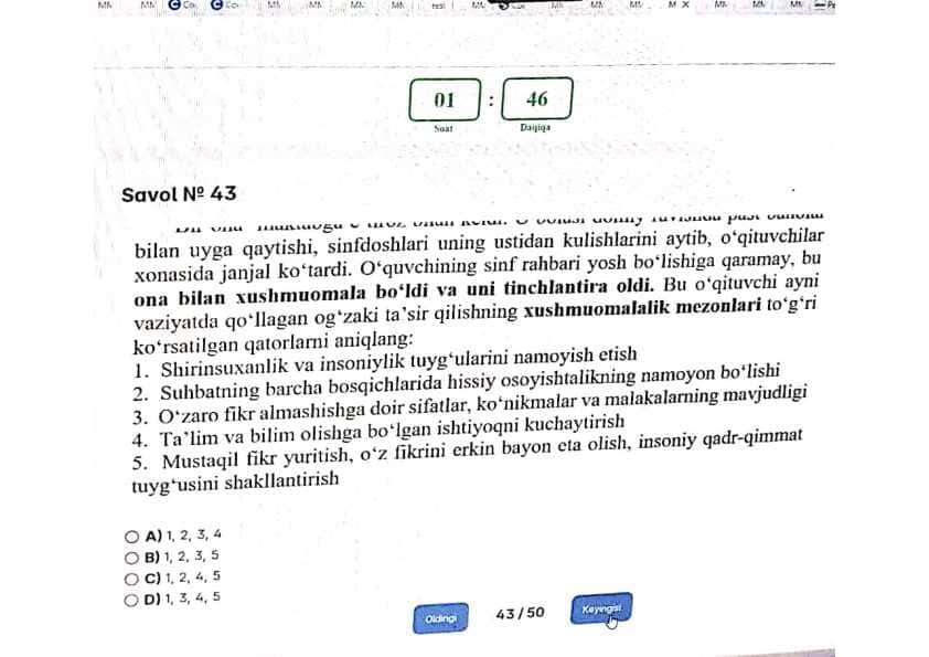 Ped mahorat test