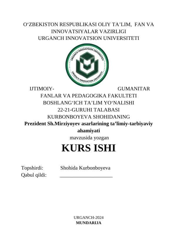 Prezident Sh.Mirziyoyev asarlarining ta’limiy-tarbiyaviy ahamiyati