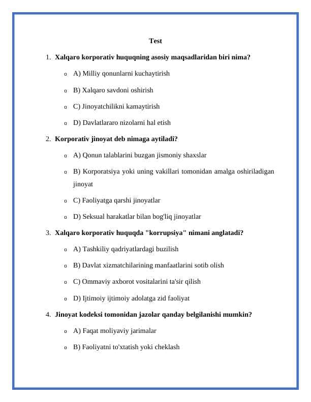 Xalqaro Korporativ huquqning jinoyat huquqchiligi bilan bog'liqligi