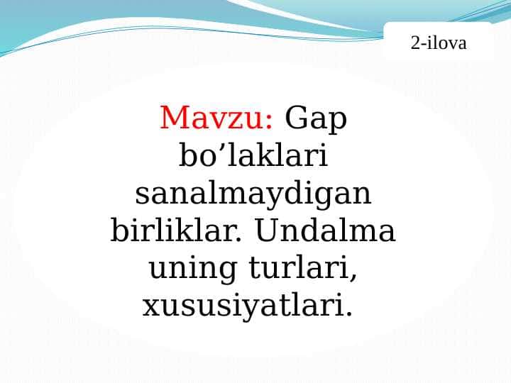Gap bo’laklari sanalmaydigan birliklar