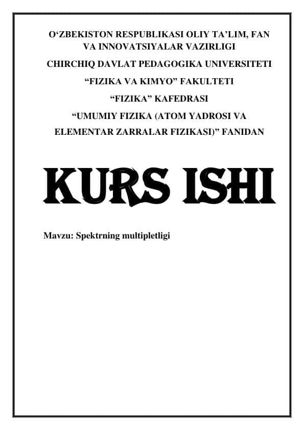Spektrning multipletligi