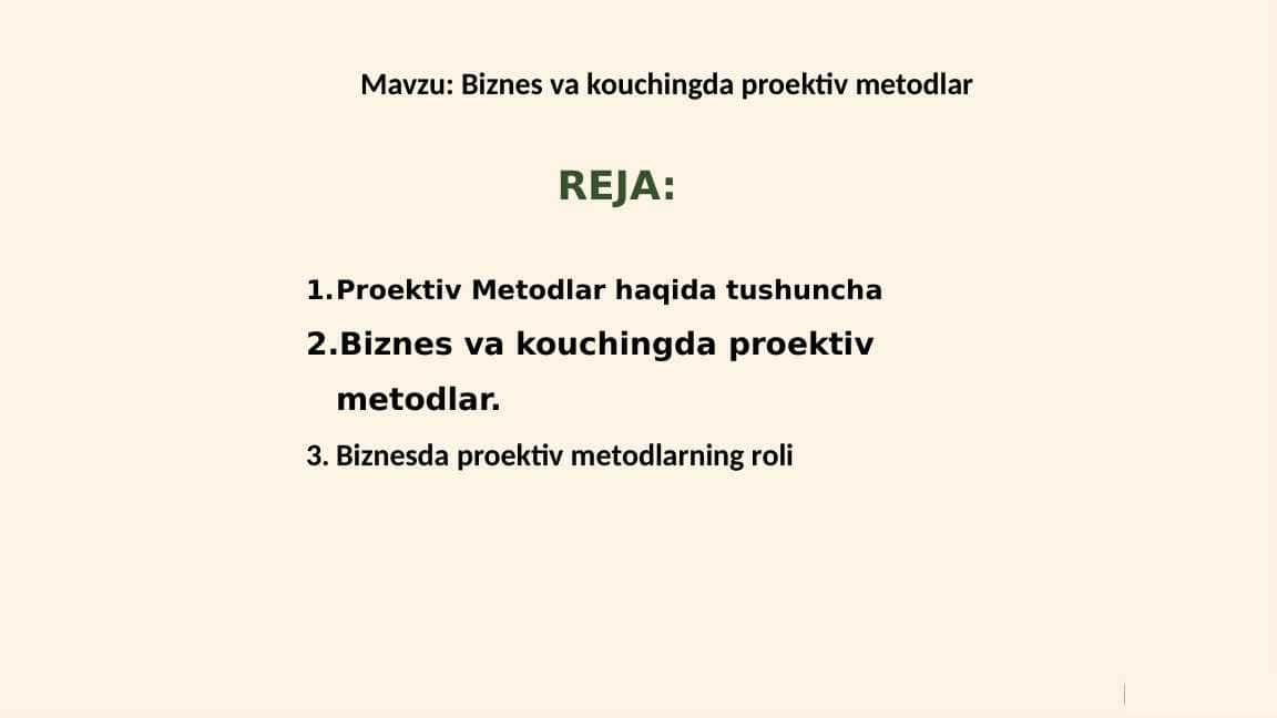 Biznes va kouchingda proektiv metodlar