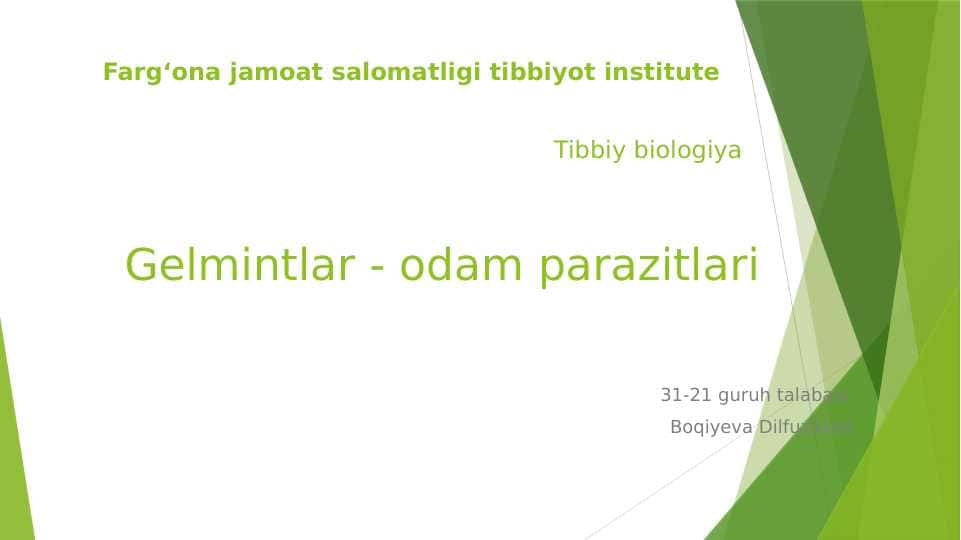 Gelmintlar - odam parazitlari