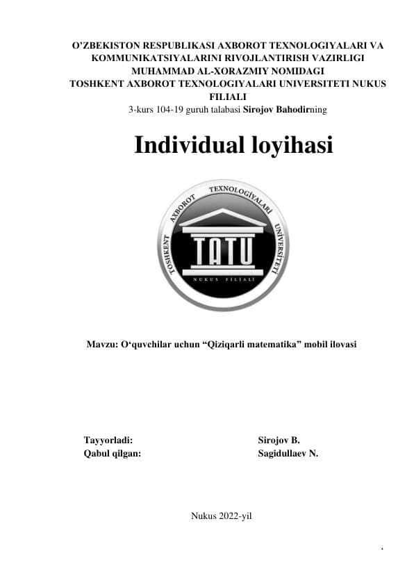 O‘quvchilar uchun “Qiziqarli matematika” mobil ilovasi