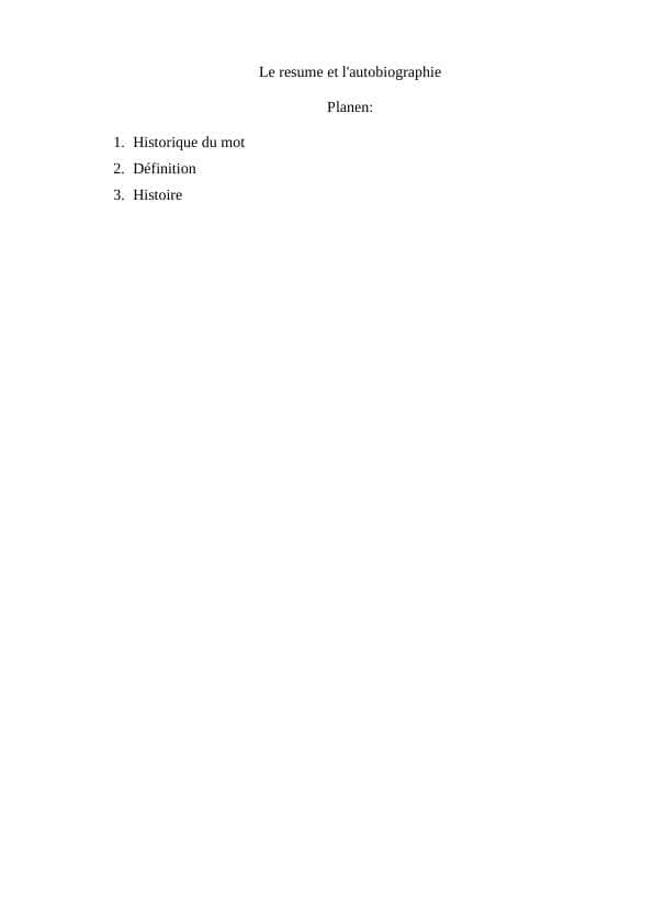Le resume et l'autobiographie