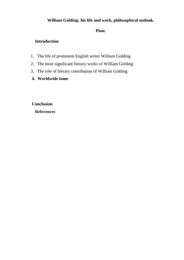 William Golding his life and work philosophical outlook.