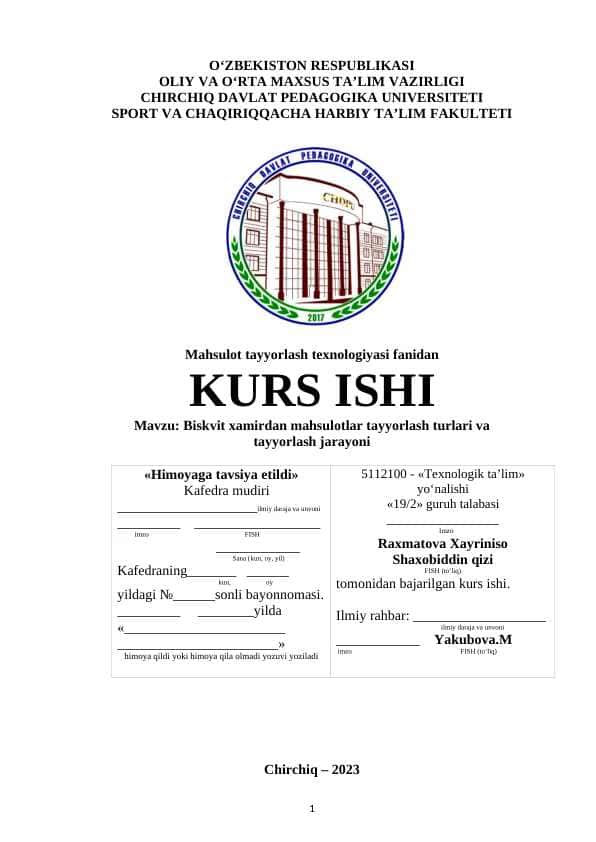 Biskvit xamirdan mahsulotlar tayyorlash turlari