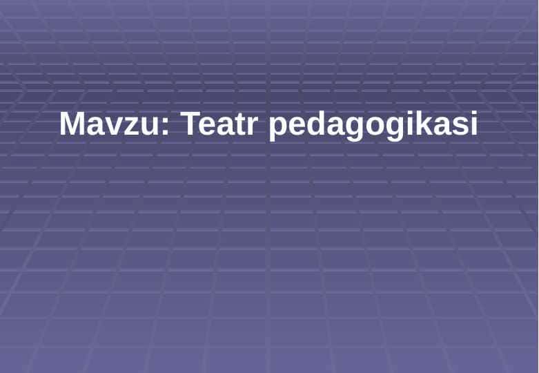 Teatr pedagogikasi