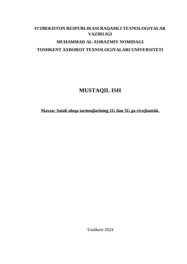 Sotali aloqa tarmoqlarining 1G dan 5G ga rivojlanishi