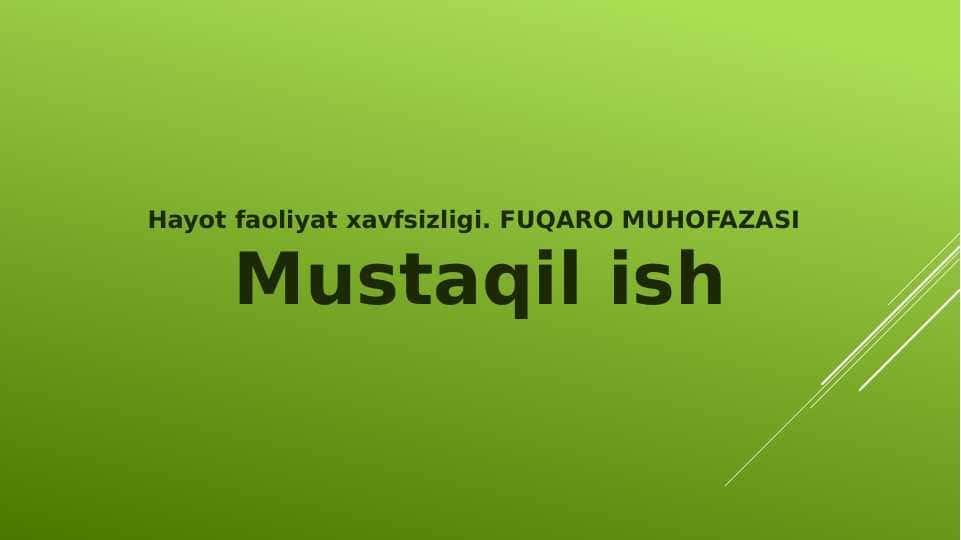 Tabiiy, texnogen, ekologik va ijtimoiy tusdagi favqulotda vaziyatlarda hayot faoliyati xavfsizligi va fuqaro muhofazasi