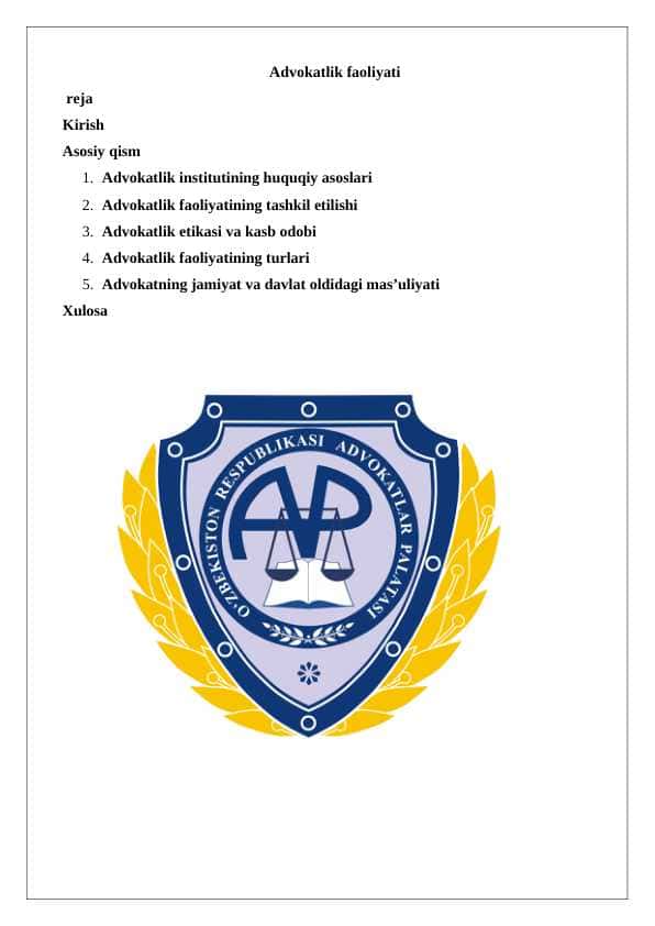 Advokatlik faoliyati